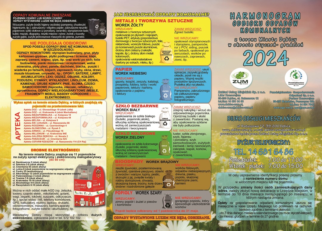 Harmonogram odpadów na 2024 rok, strona 1