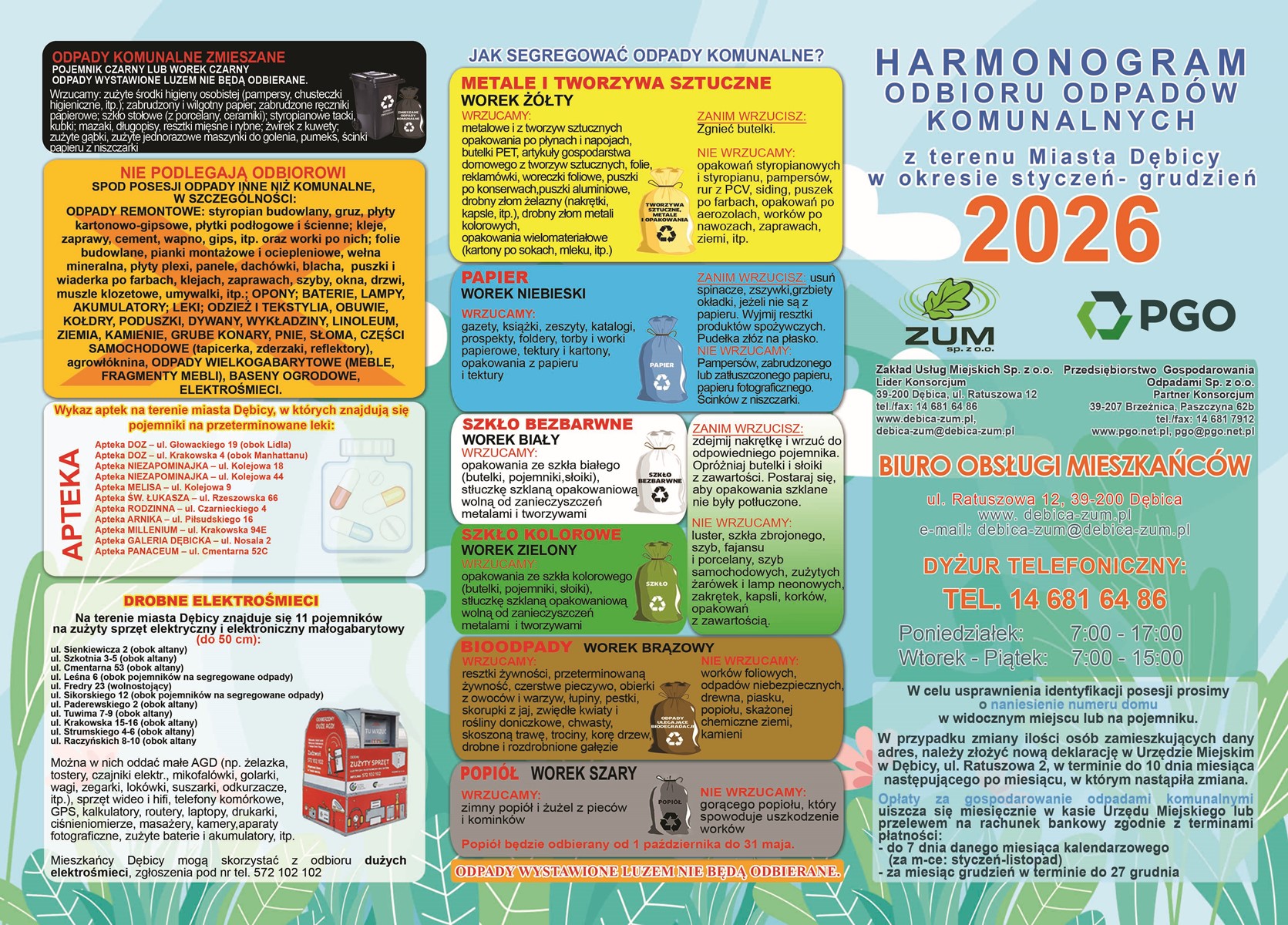 Harmonogram odpadów na 2026 rok, strona 1